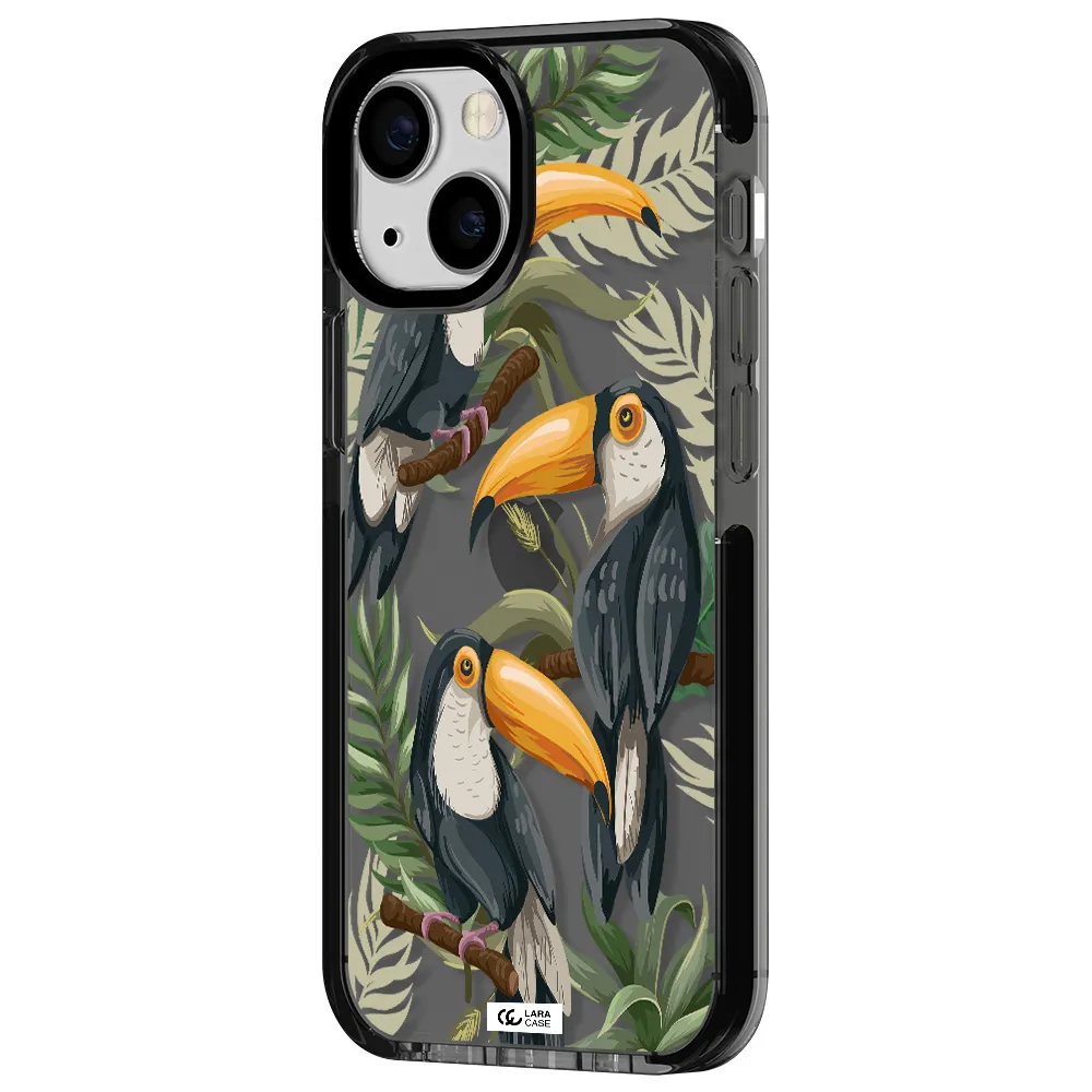 Tropical Bird Apple iPhone 15 impact Smoke Black Case