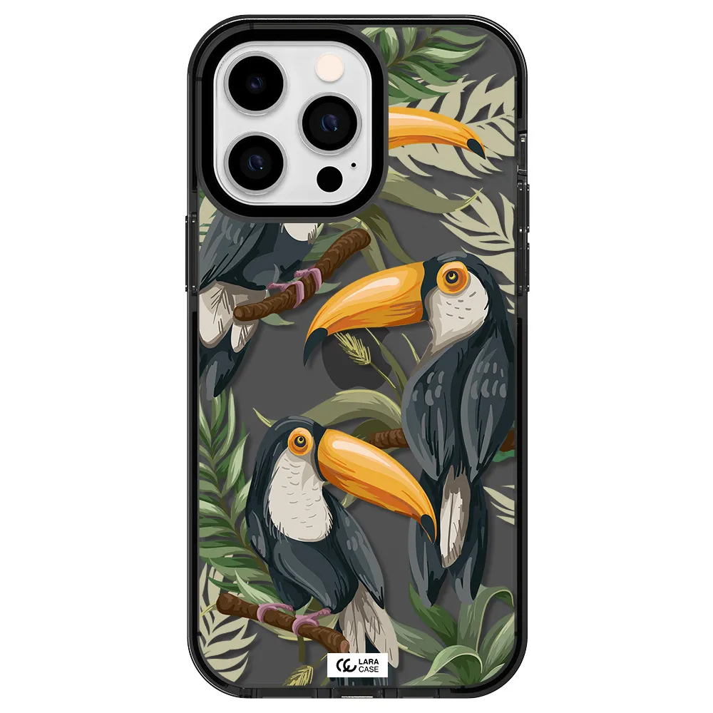 Tropical Bird Apple iPhone 15 Pro impact Smoke Black Case