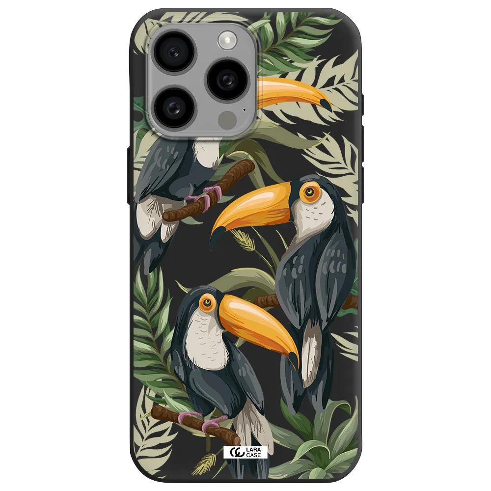 Tropical Bird Apple Iphone 15 Pro max Silicone black Case