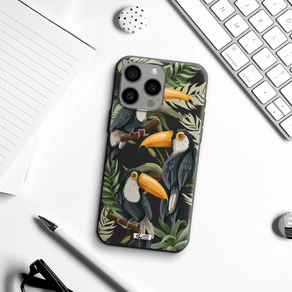 Tropical Bird Apple Iphone 15 Pro max Silicone black Case