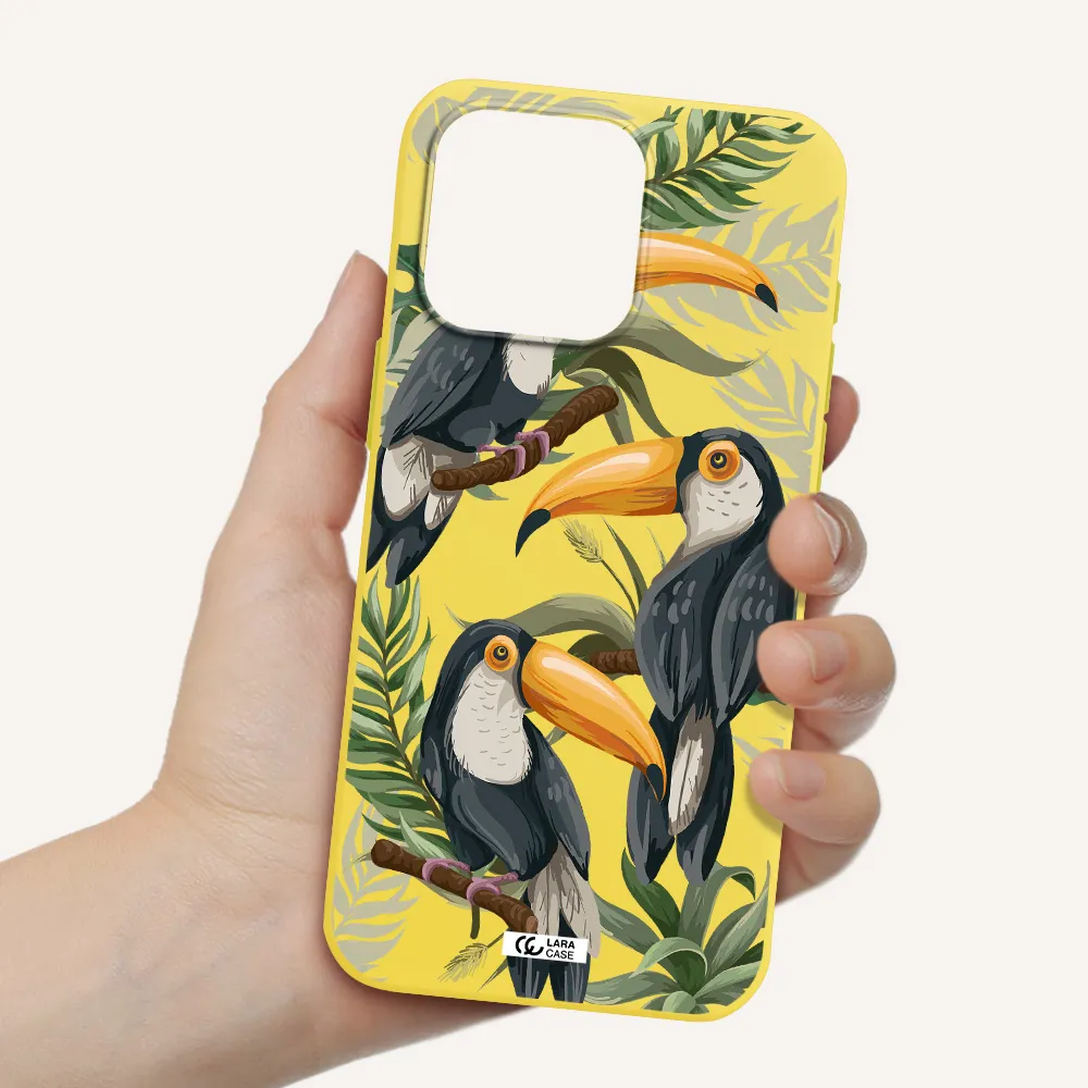 Tropical Bird Apple Iphone 15 Pro max Silicone canary yellow Case