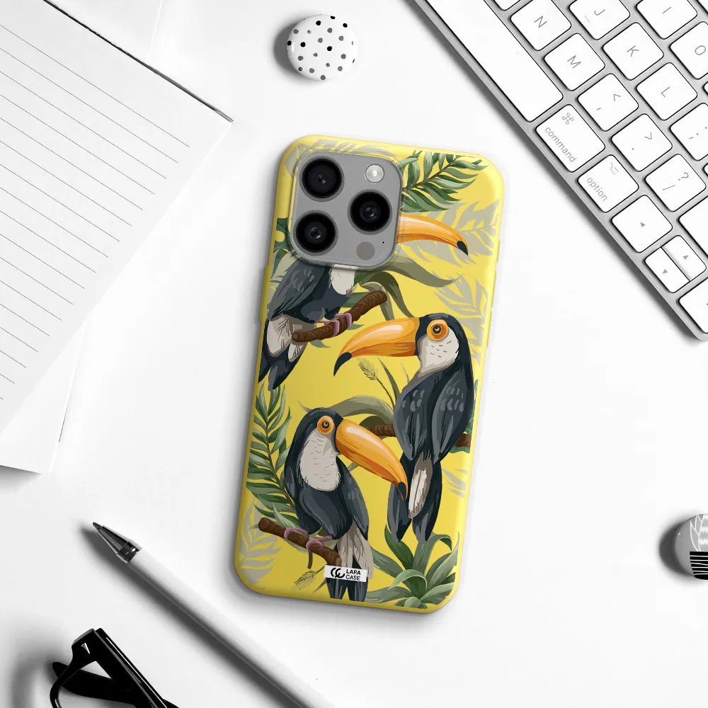 Tropical Bird Apple Iphone 15 Pro max Silicone canary yellow Case
