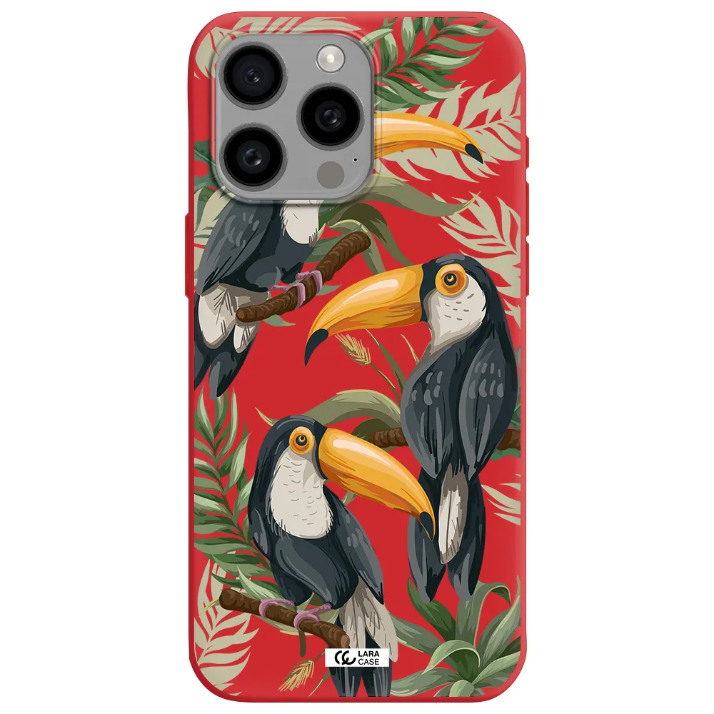 Tropical Bird Apple Iphone 15 Pro Max Silicone Imperial Red Case