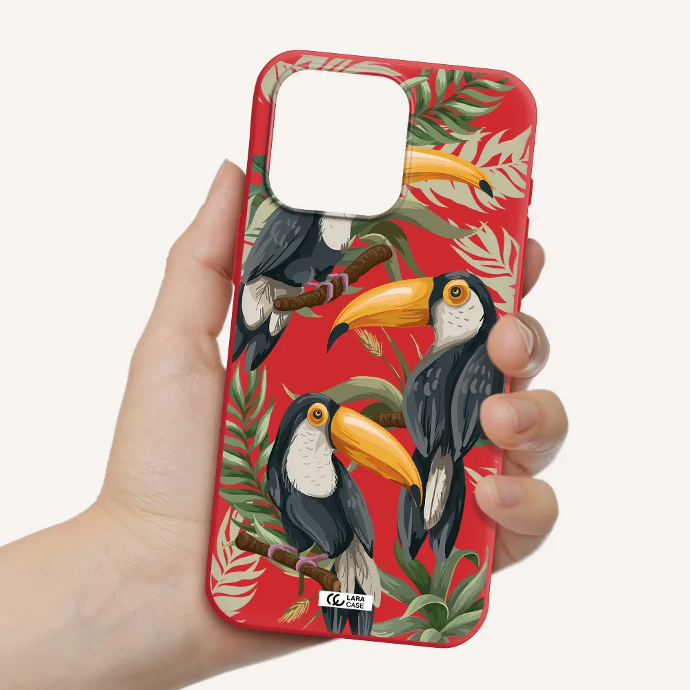 Tropical Bird Apple Iphone 15 Pro Max Silicone Imperial Red Case