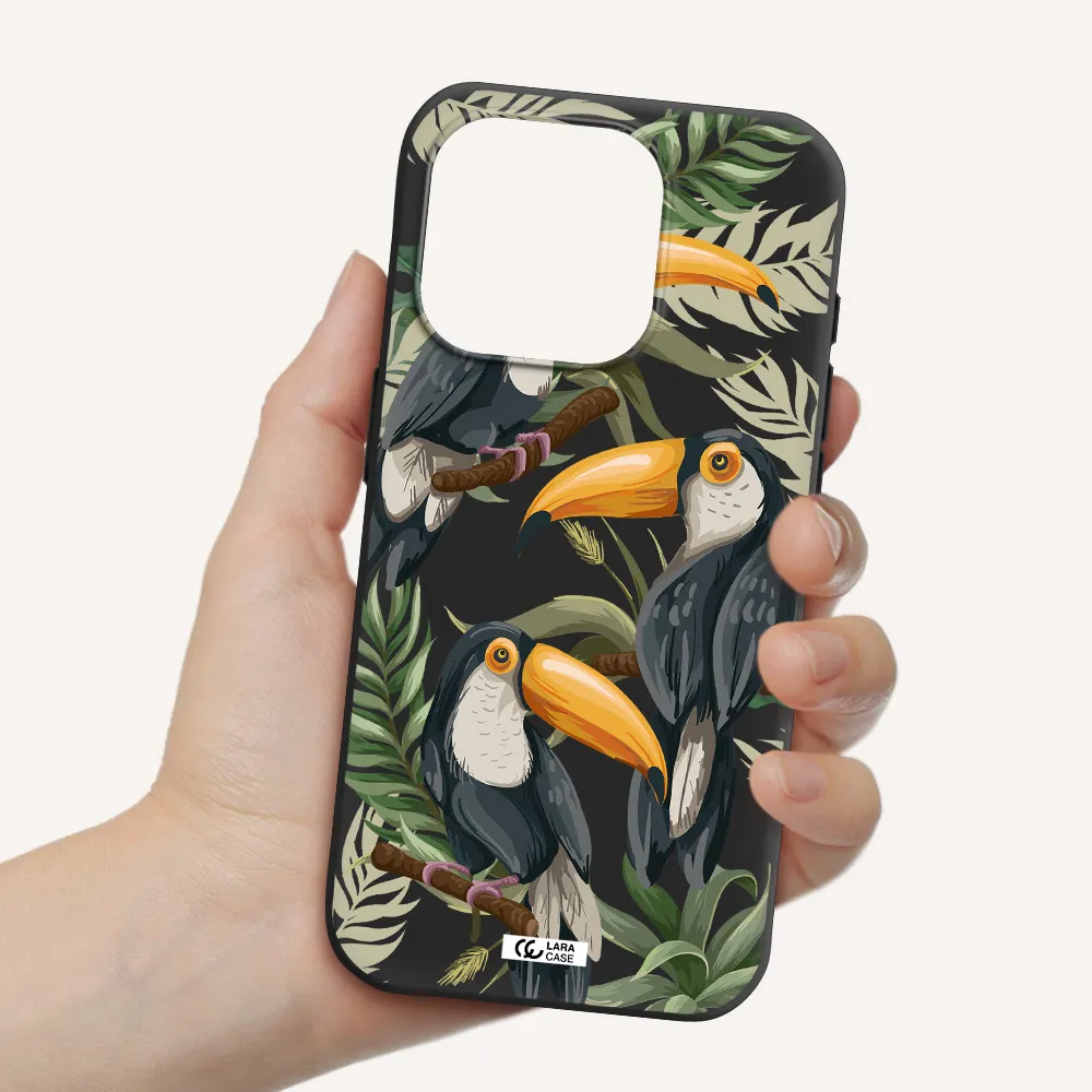 Tropical Bird Apple Iphone 15 Pro Silicone Black Case