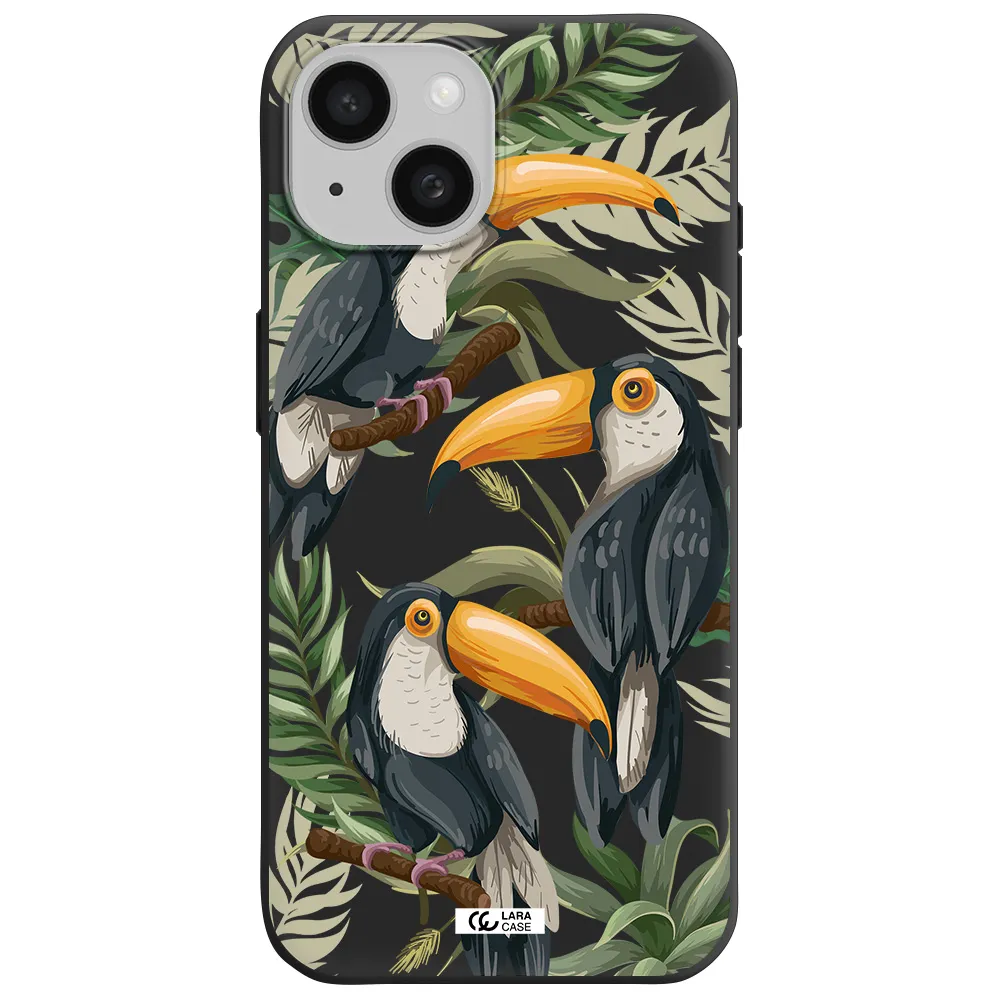 Tropical Bird Apple iPhone 15 Silicone black Case