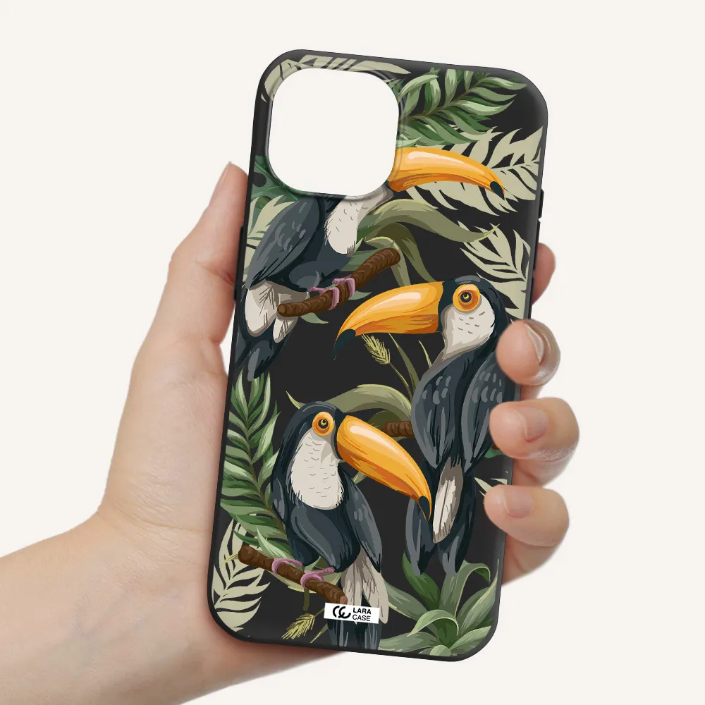 Tropical Bird Apple iPhone 15 Silicone black Case