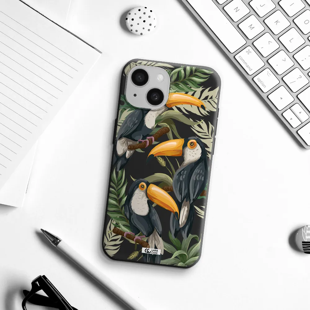 Tropical Bird Apple iPhone 15 Silicone black Case