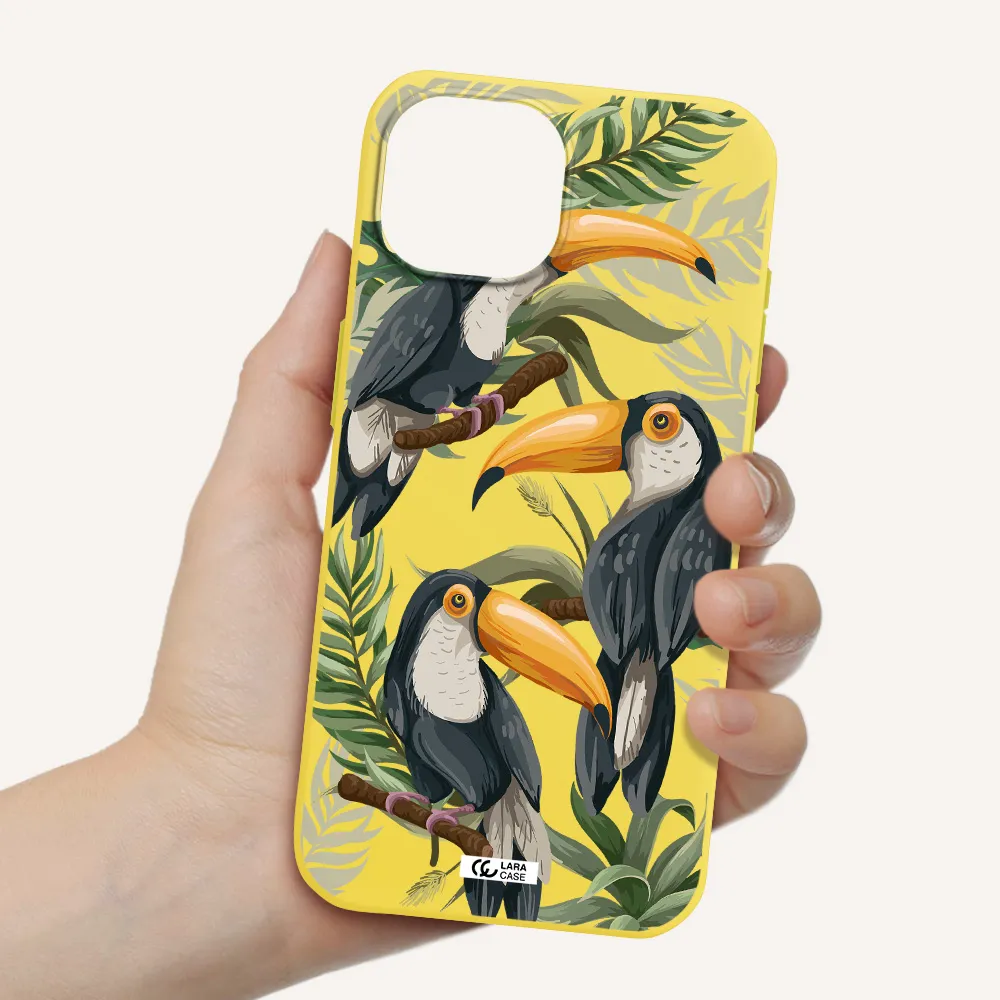 Tropical Bird Apple iPhone 15 Silicone canary yellow Case