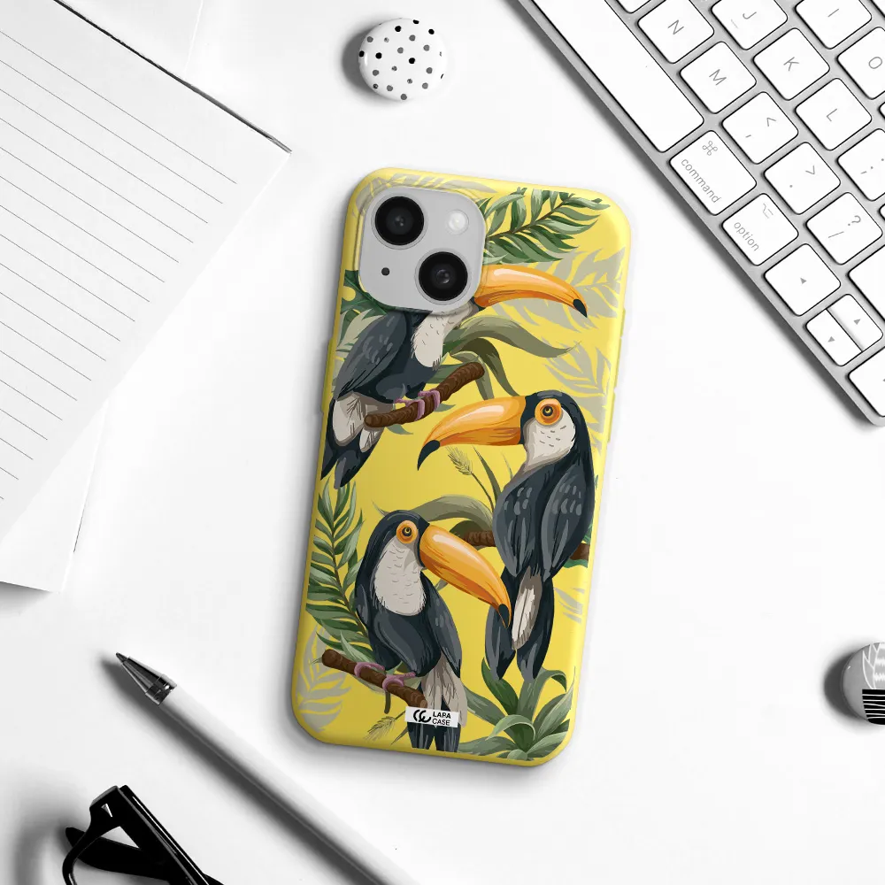 Tropical Bird Apple iPhone 15 Silicone canary yellow Case