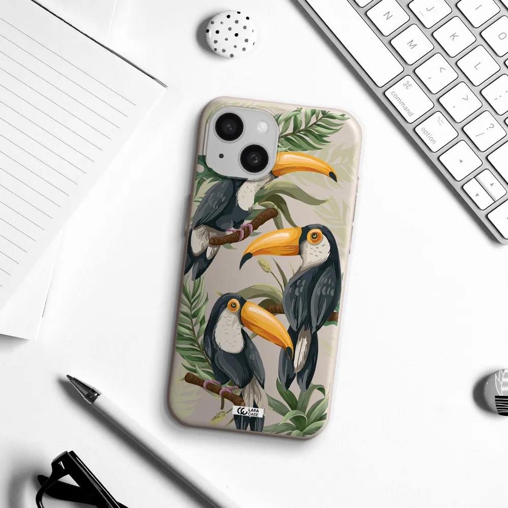 Tropical Bird Apple iPhone 15 Silicone Stone Case