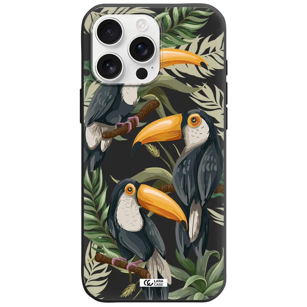 Tropical Bird Apple Iphone 16 Pro Max Silicone Black Case