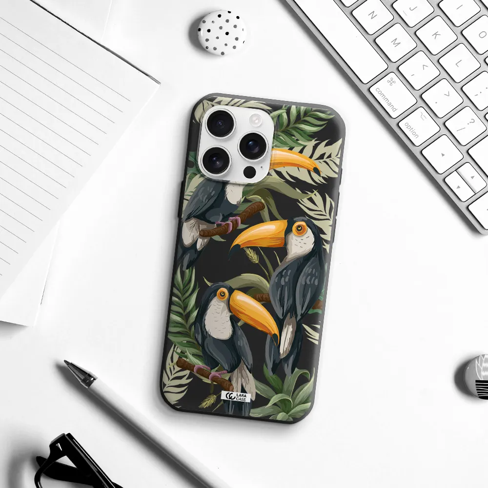 Tropical Bird Apple Iphone 16 Pro Max Silicone Black Case