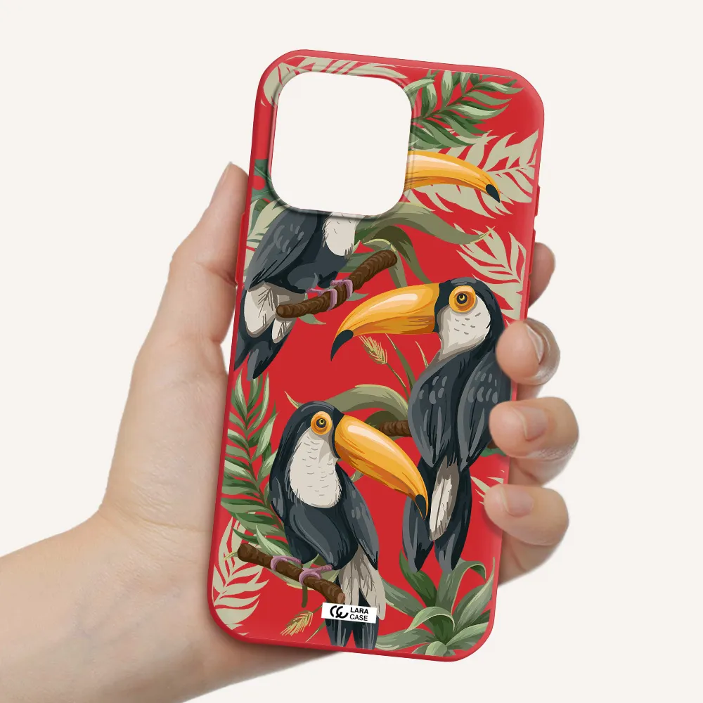 Tropical Bird Apple Iphone 16 Pro Max Silicone Imperial Red Case