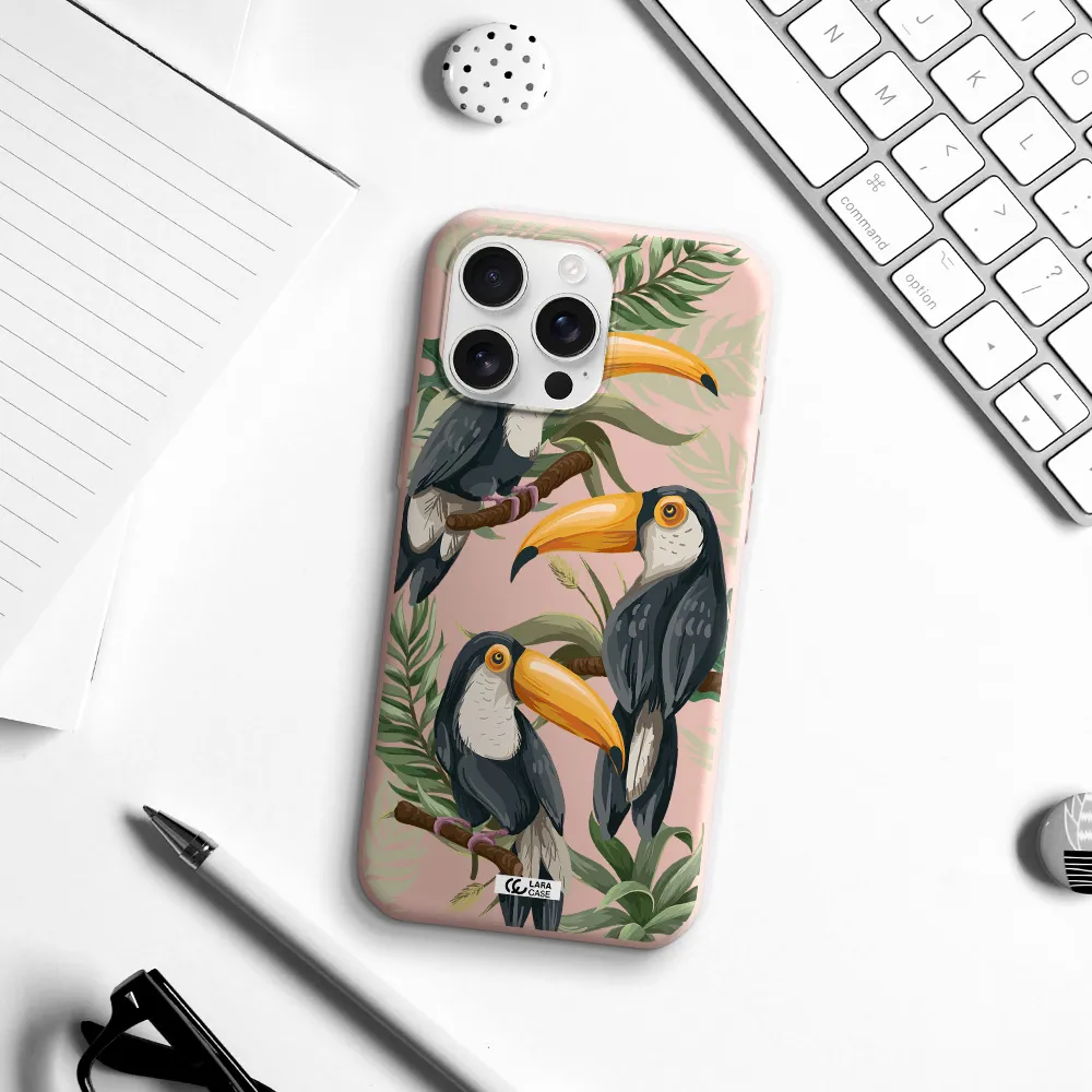 Tropical Bird Apple Iphone 16 Pro Max Silicone Pastel Pink Case