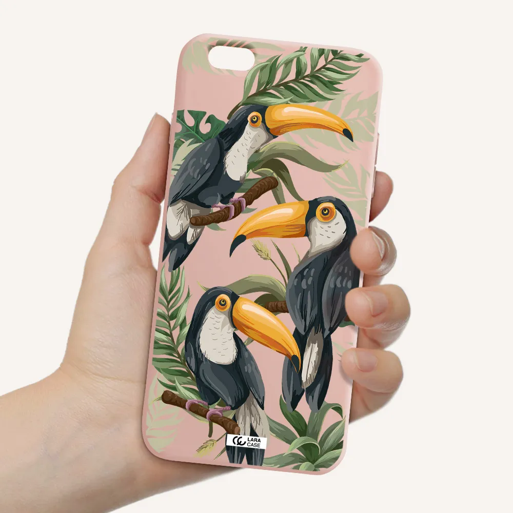 Tropical Bird Apple iPhone 6 plus Silicone pastel pink Case