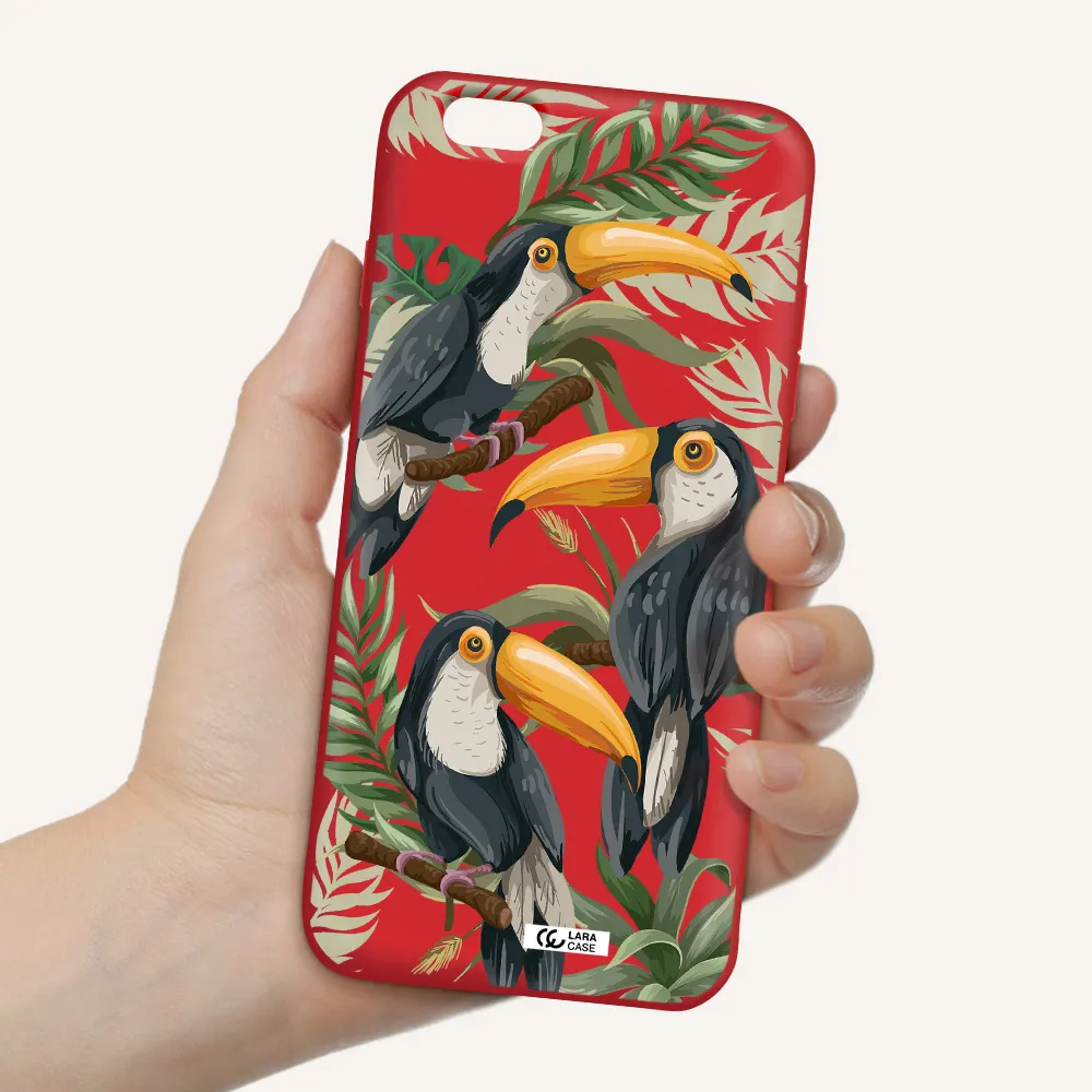 Tropical Bird Apple iPhone 6 s plus Silicone Imperial Red Case