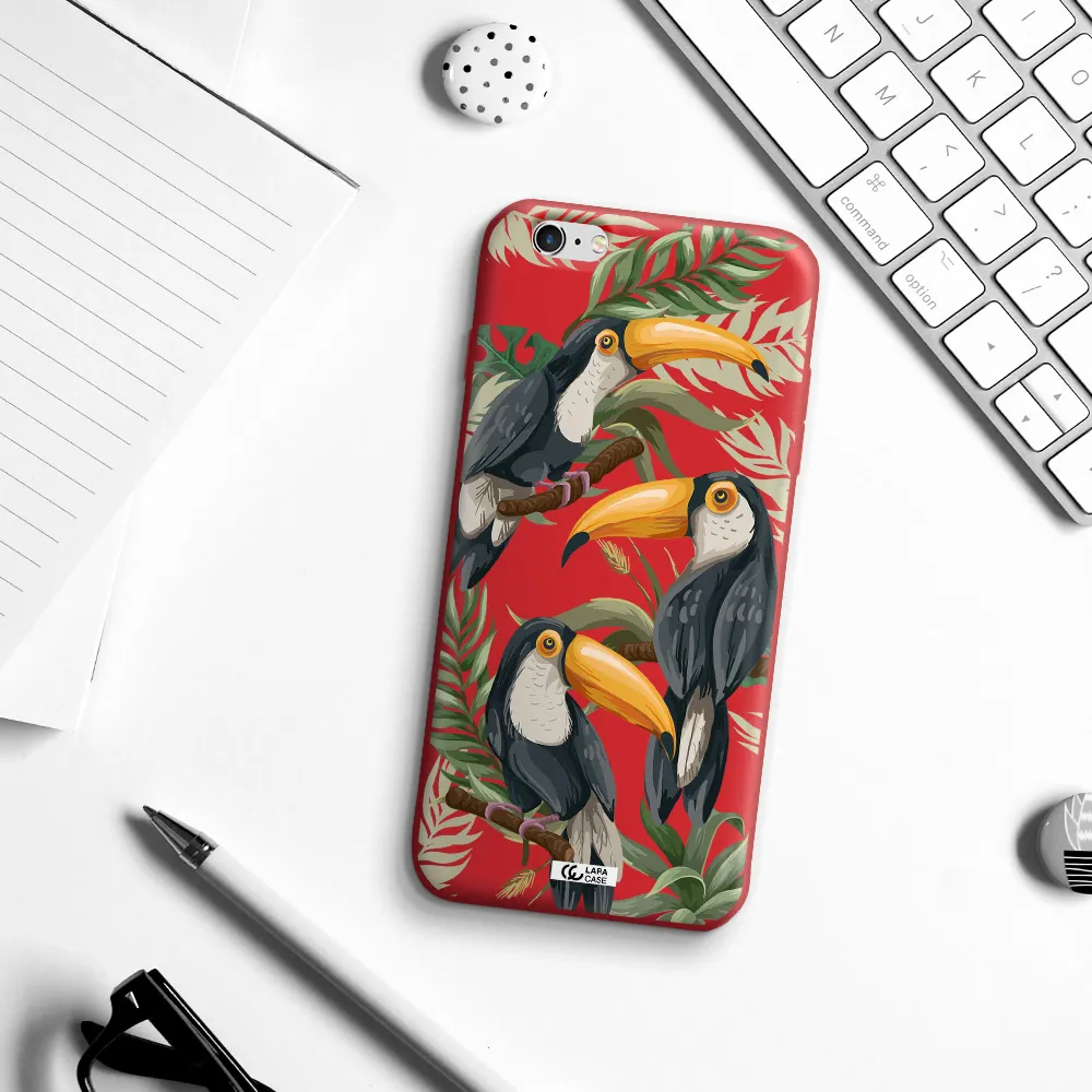 Tropical Bird Apple iPhone 6 s plus Silicone Imperial Red Case