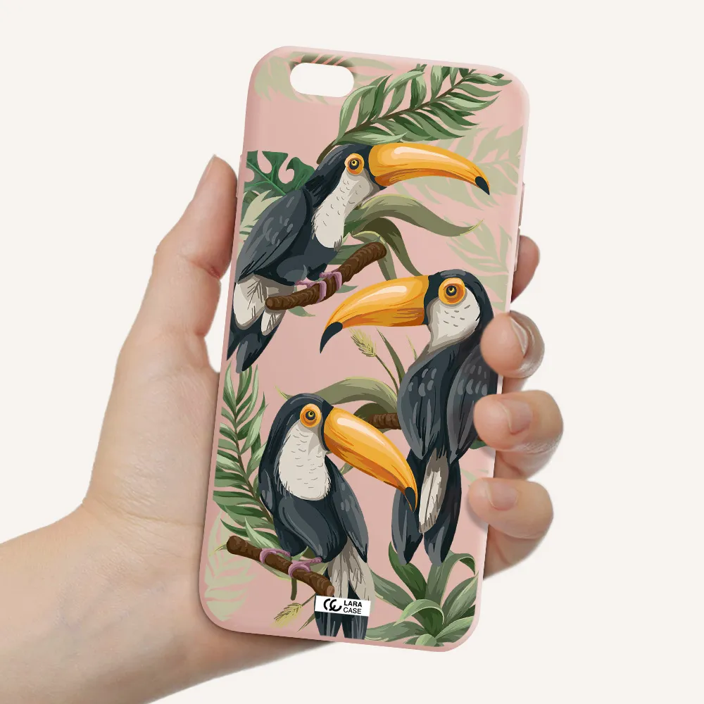 Tropical Bird Apple iPhone 6 s plus Silicone pastel pink Case