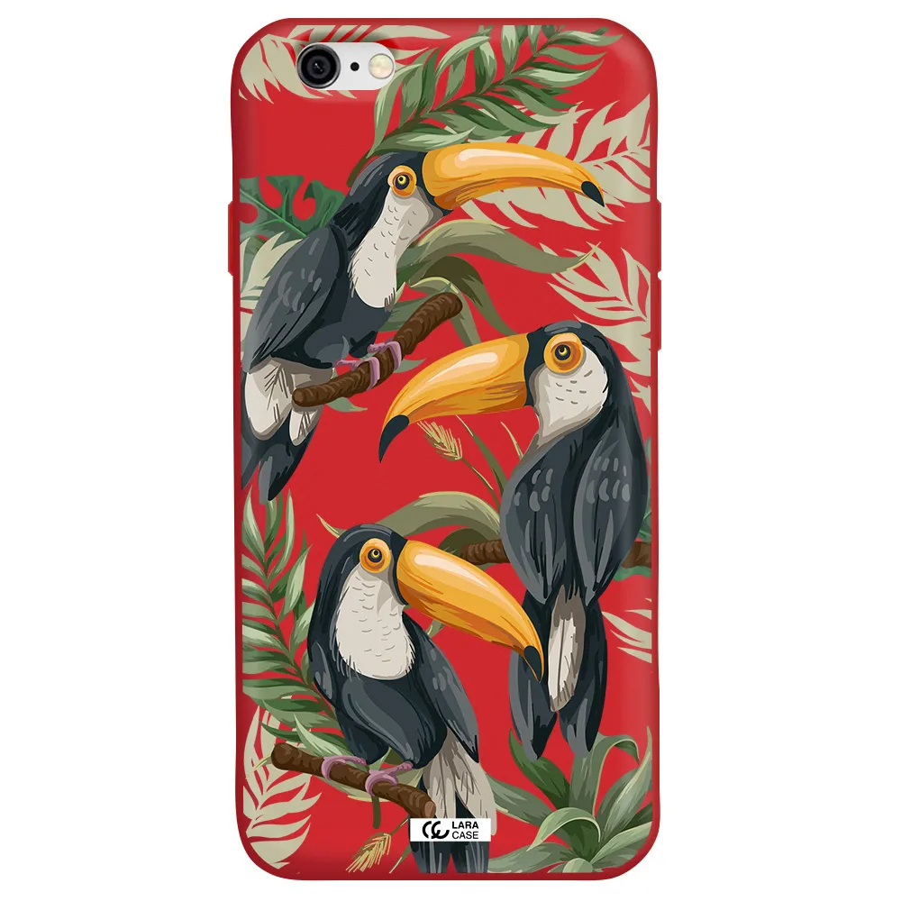 Tropical Bird Apple iPhone 6 Silicone Imperial Red Case