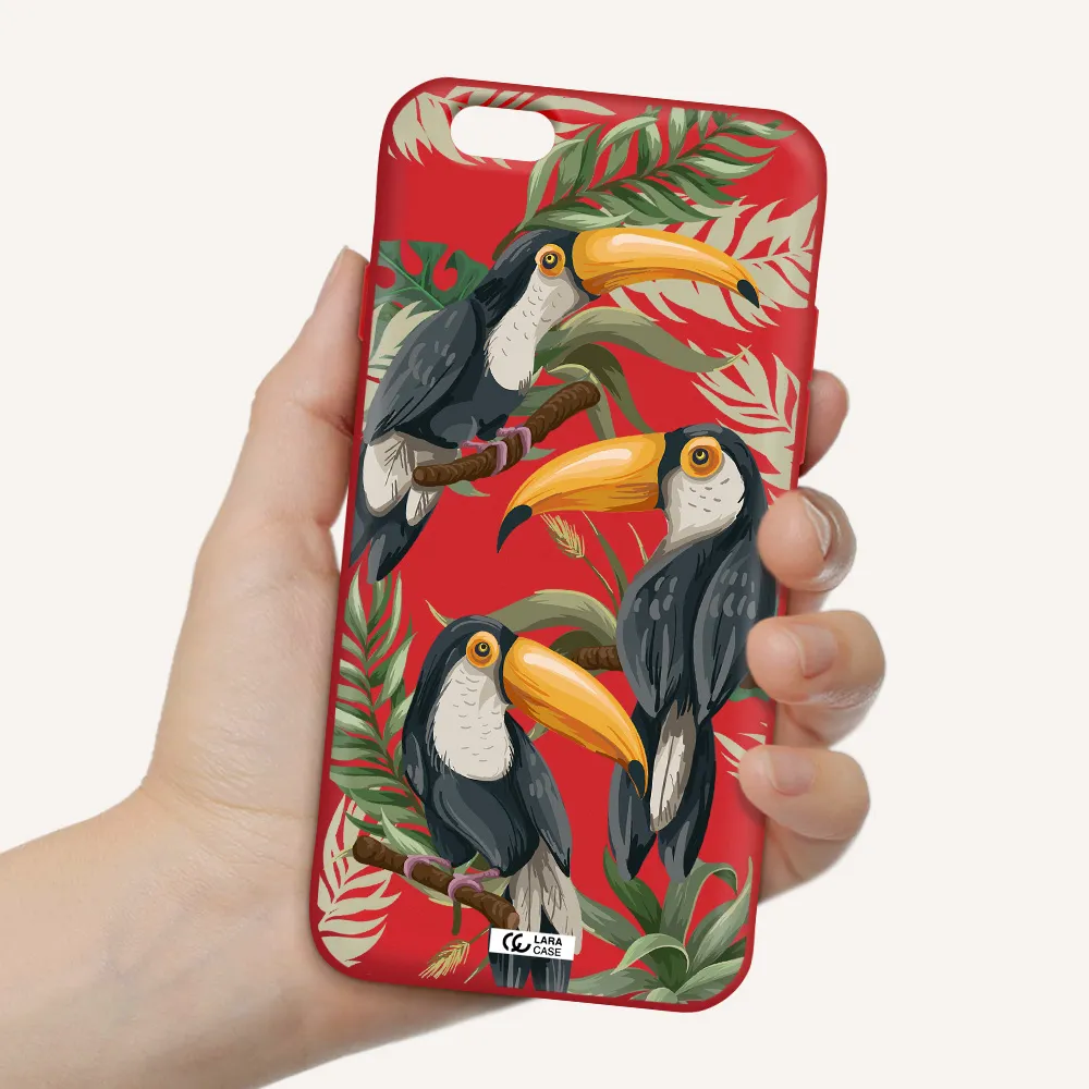 Tropical Bird Apple iPhone 6 Silicone Imperial Red Case