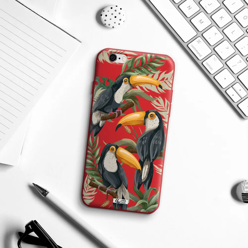 Tropical Bird Apple iPhone 6 Silicone Imperial Red Case