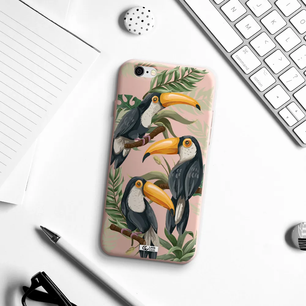 Tropical Bird Apple iPhone 6 Silicone pastel pink Case