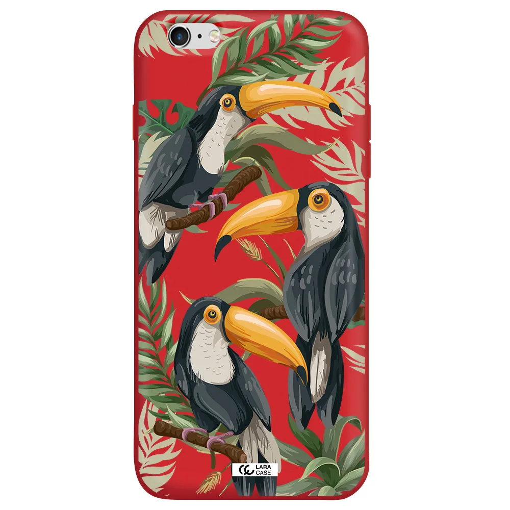 Tropical Bird Apple iPhone 6S Silicone Imperial Red Case