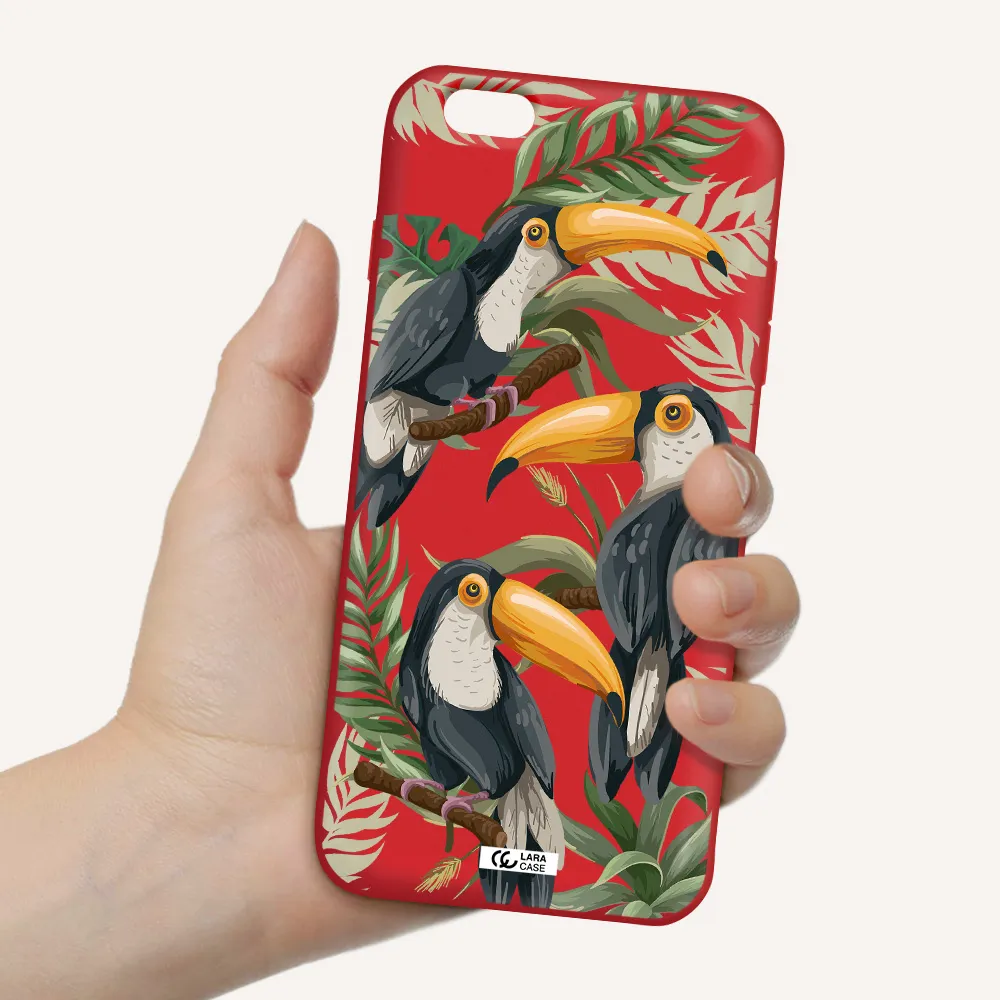 Tropical Bird Apple iPhone 6S Silicone Imperial Red Case