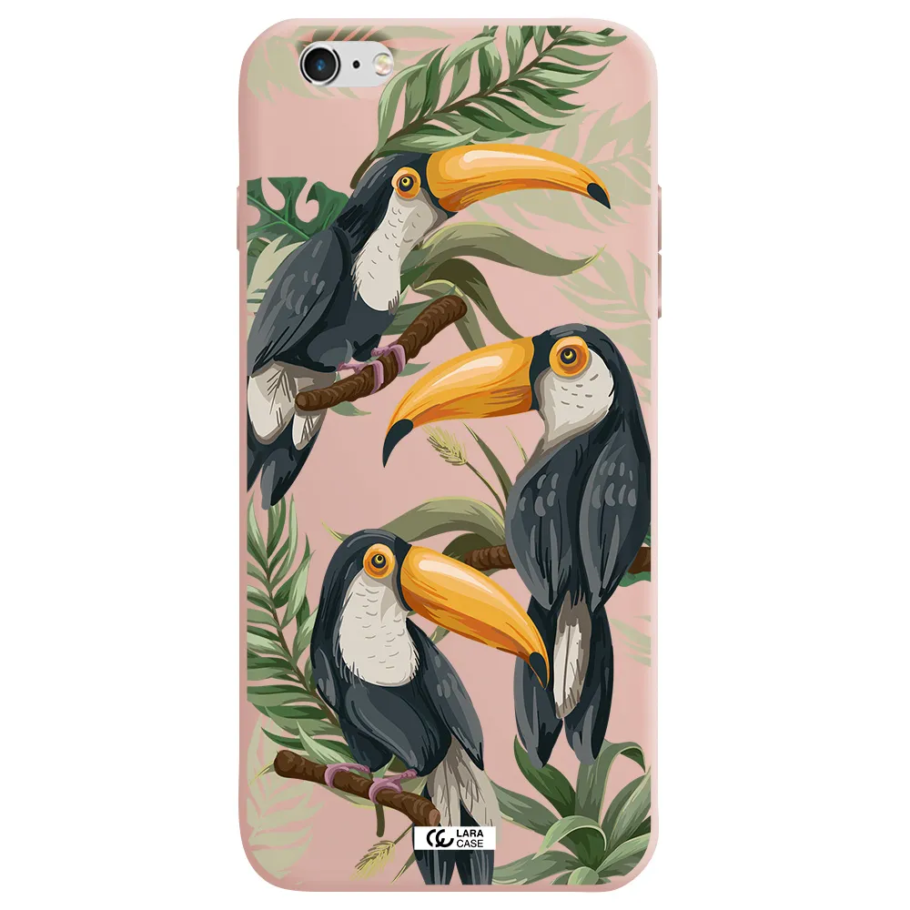 Tropical Bird Apple iPhone 6S Silicone pastel pink Case
