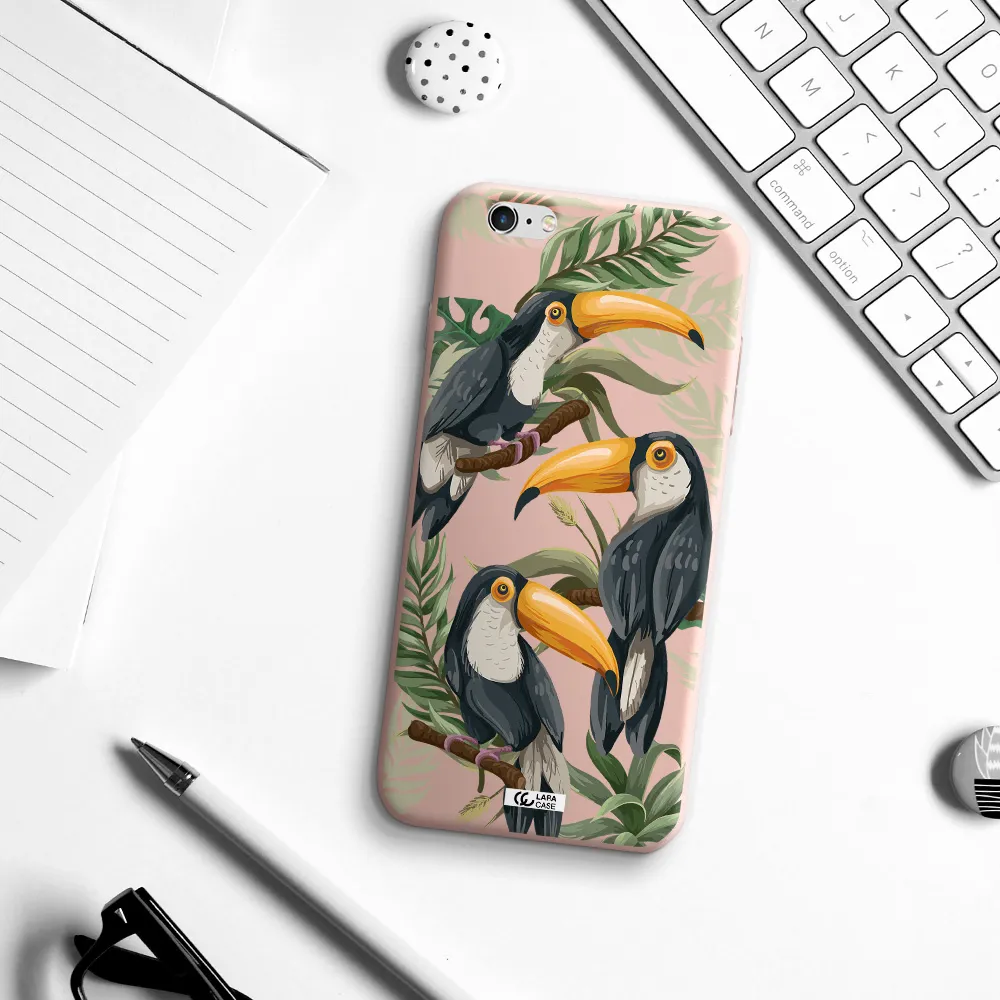 Tropical Bird Apple iPhone 6S Silicone pastel pink Case