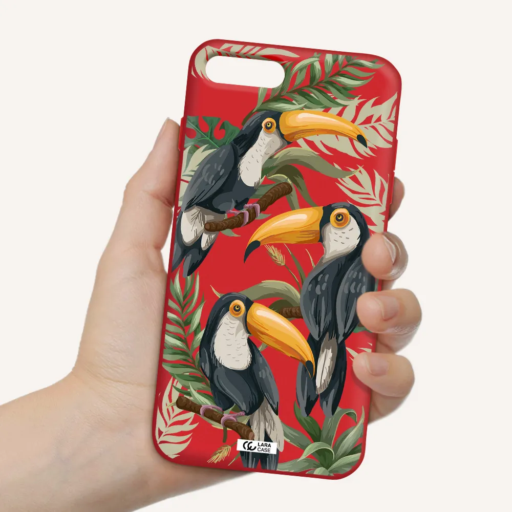 Tropical Bird Apple iPhone 7 plus Silicone Imperial Red Case
