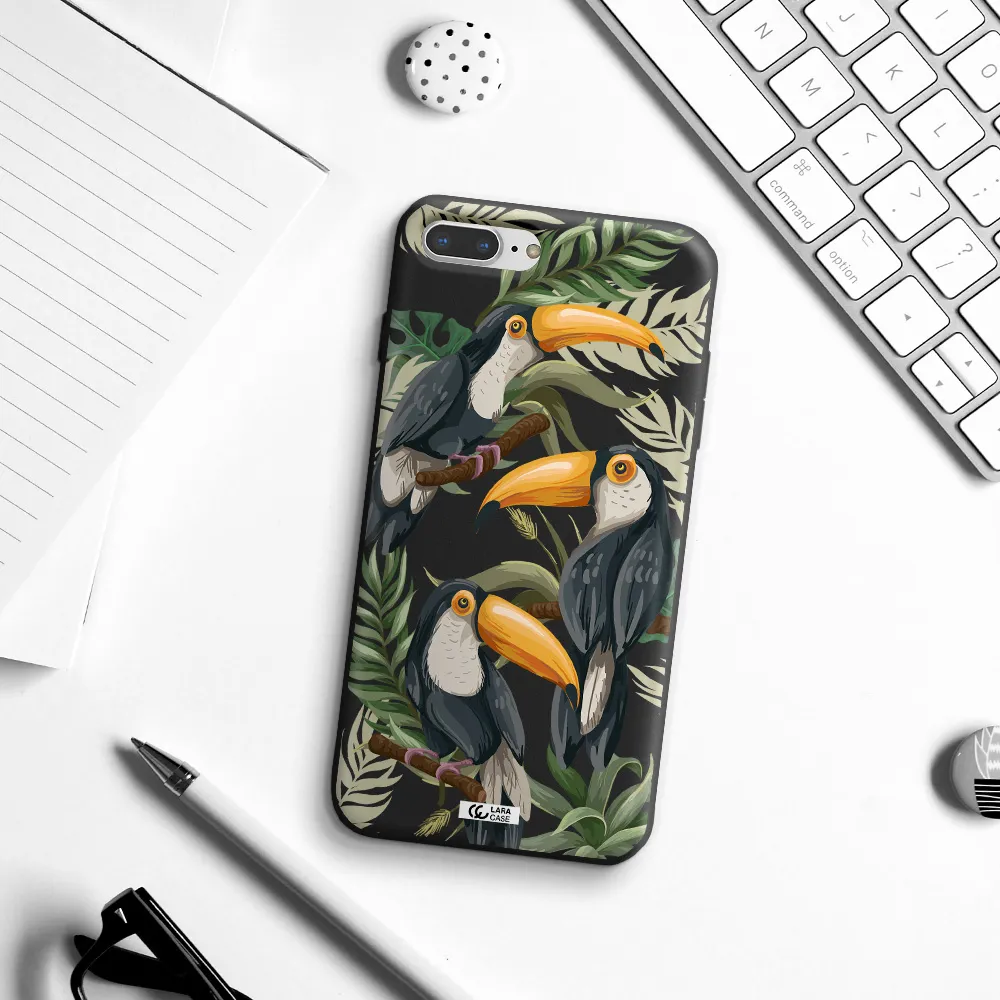 Tropical Bird Apple iPhone 8 plus Silicone black Case