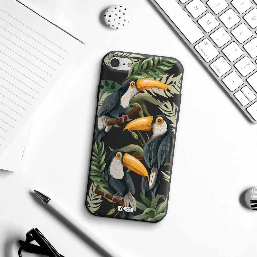 Tropical Bird Apple iPhone 8 Silicone black Case