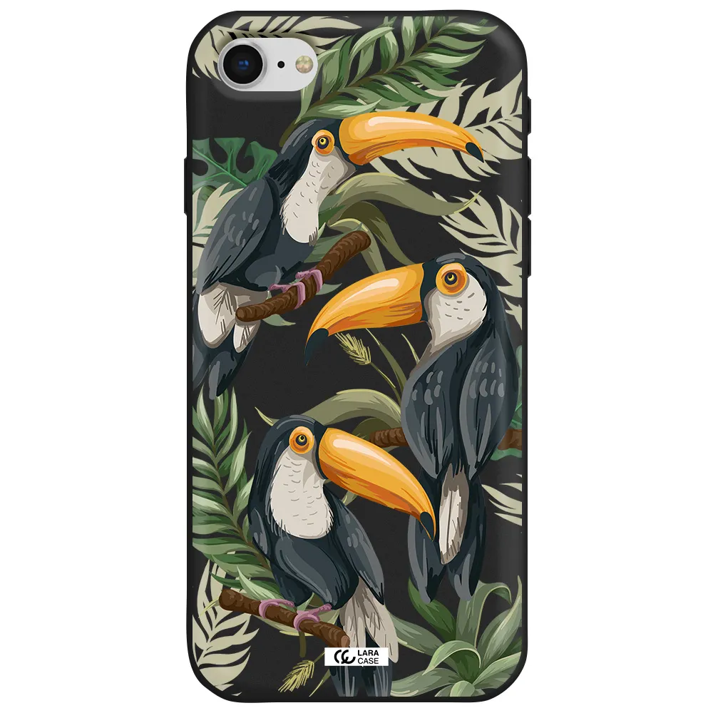 Tropical Bird Apple iPhone se 2020 Silicone black Case