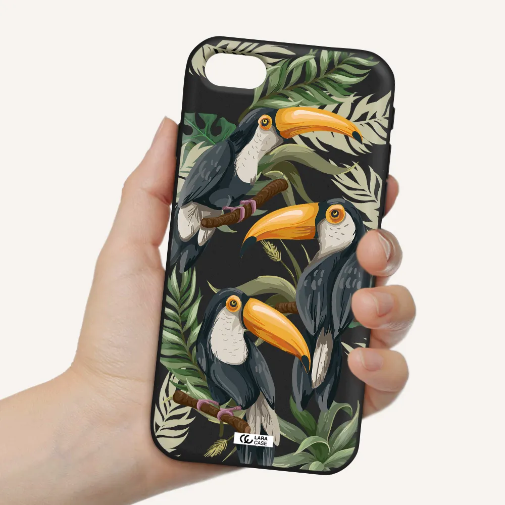 Tropical Bird Apple iPhone se 2020 Silicone black Case