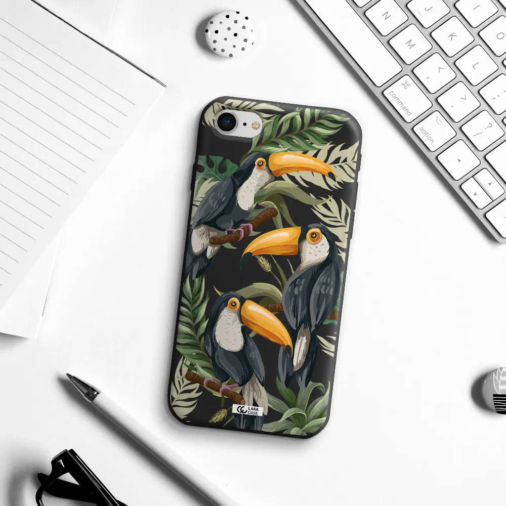 Tropical Bird Apple iPhone se 2020 Silicone black Case
