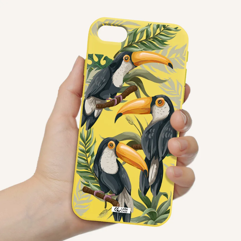 Tropical Bird Apple iPhone se 2020 Silicone canary yellow Case