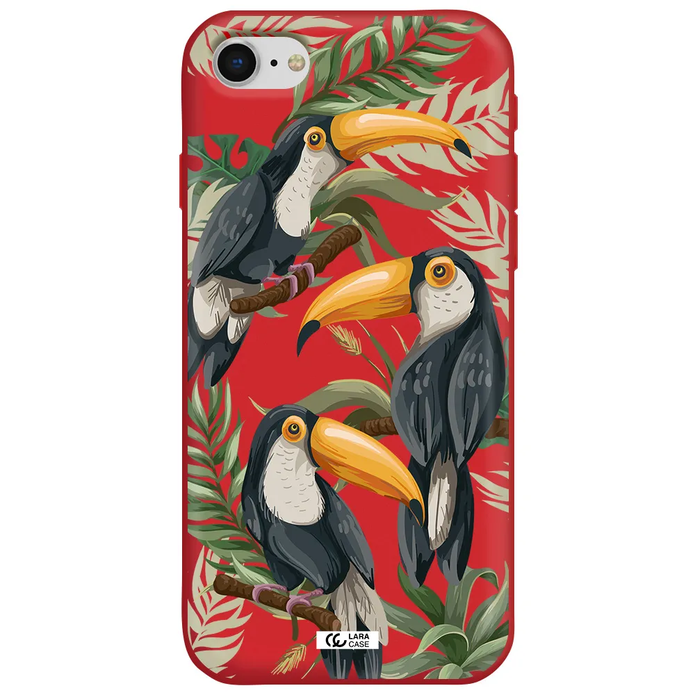 Tropical Bird Apple iPhone se 2020 Silicone Imperial Red Case