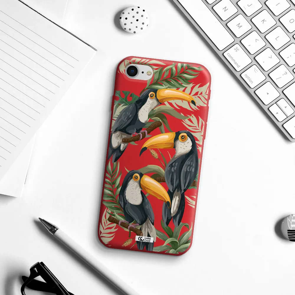 Tropical Bird Apple iPhone se 2020 Silicone Imperial Red Case