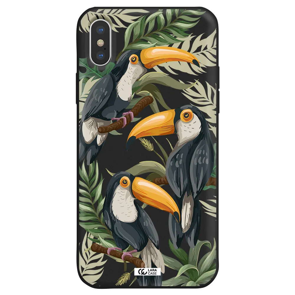 Tropical Bird Apple iPhone X Silicone black Case