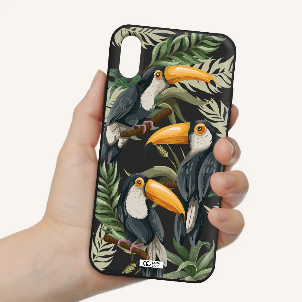 Tropical Bird Apple iPhone X Silicone black Case