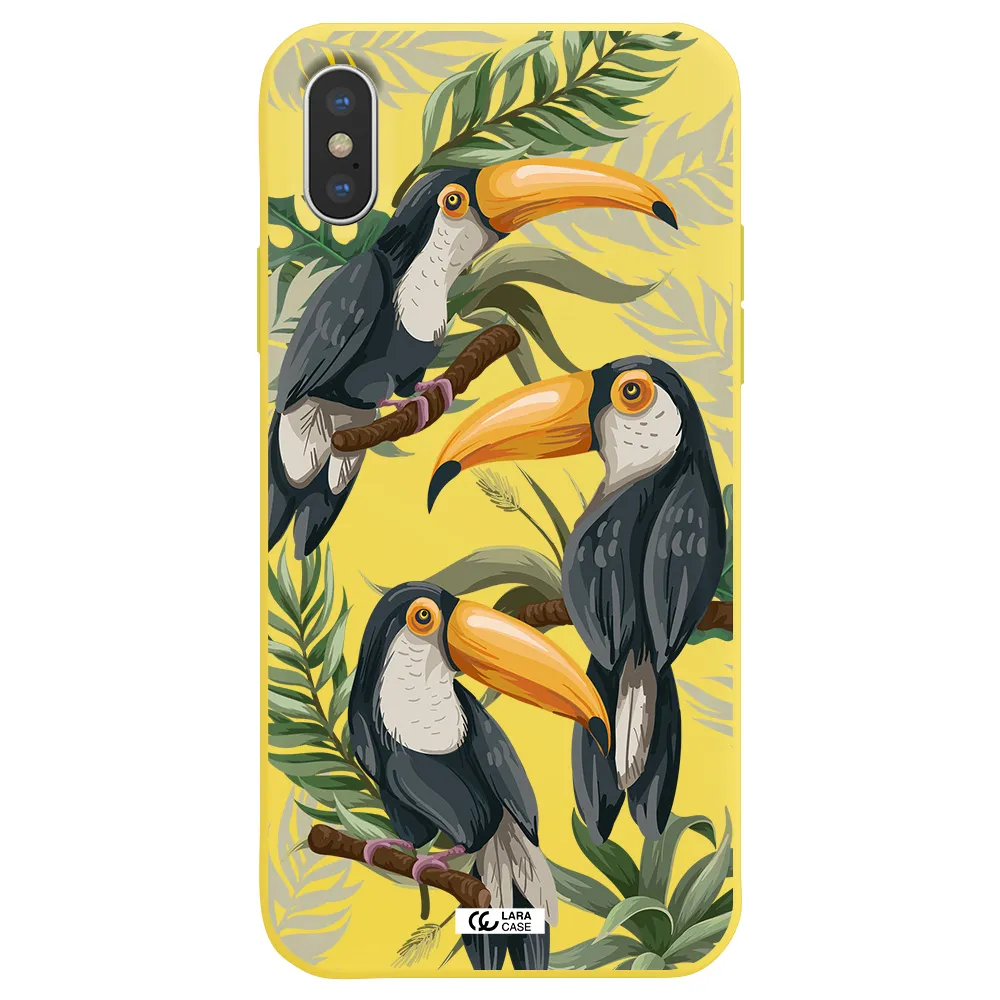 Tropical Bird Apple iPhone X Silicone canary yellow Case