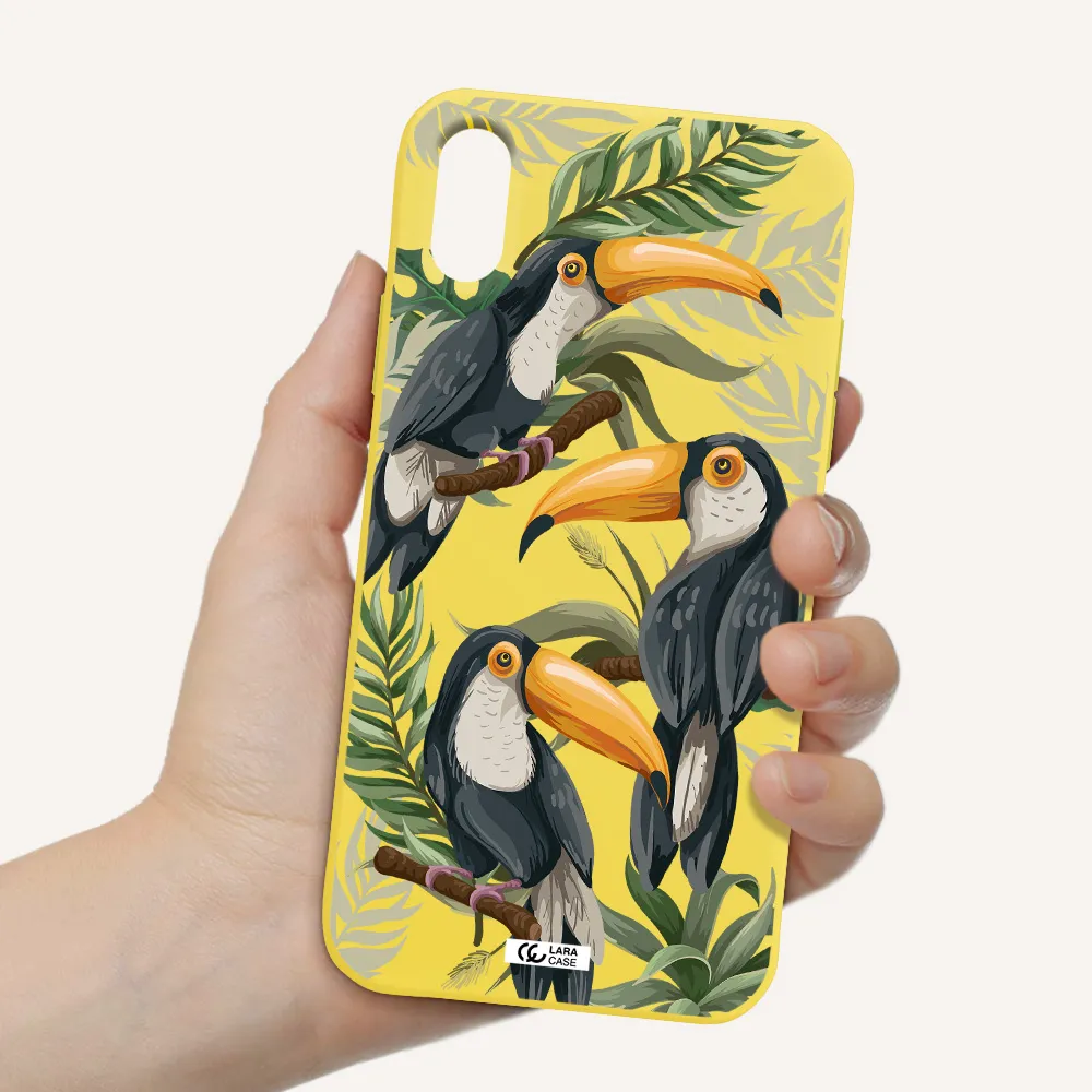 Tropical Bird Apple iPhone X Silicone canary yellow Case
