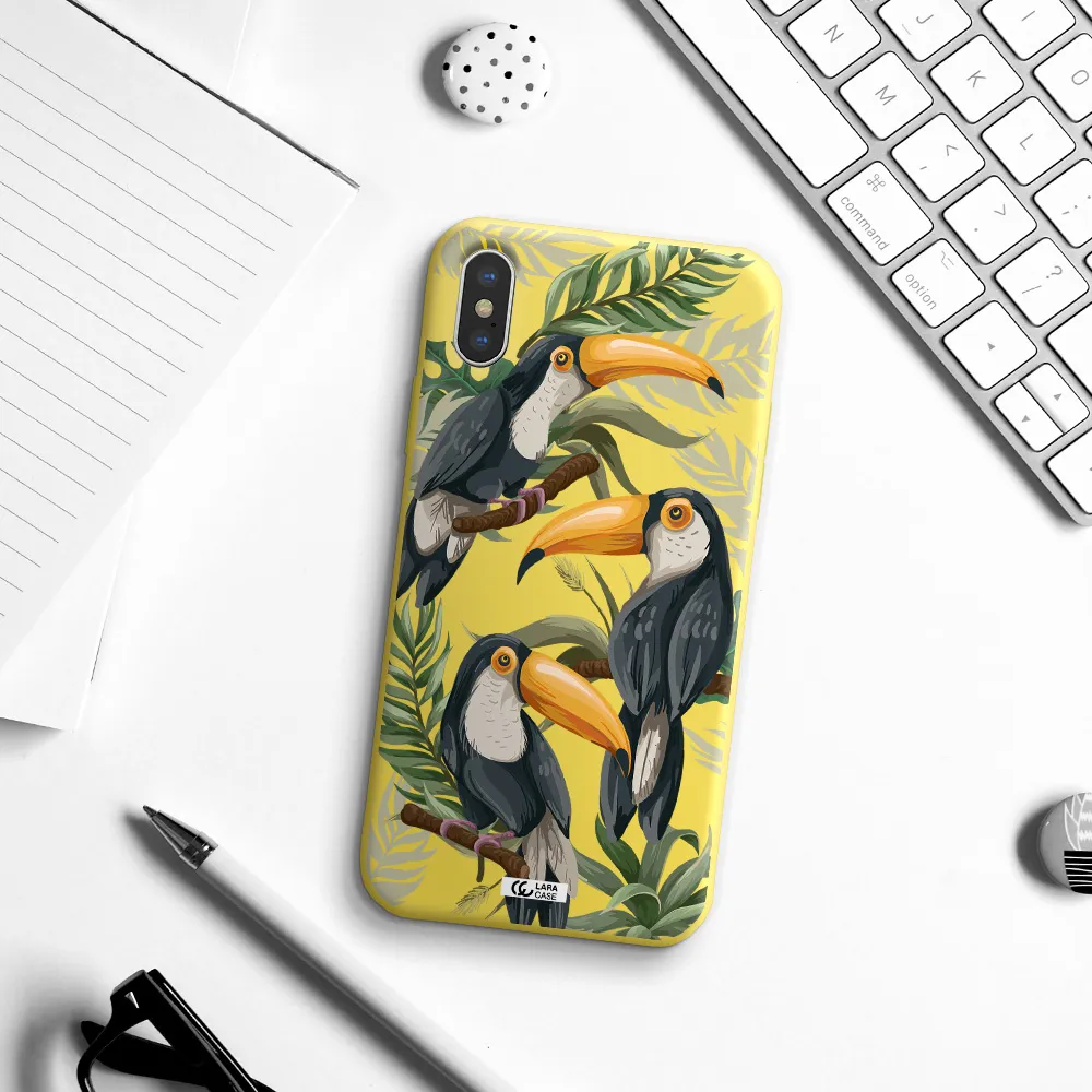 Tropical Bird Apple iPhone X Silicone canary yellow Case