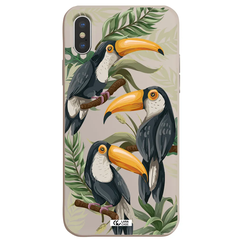 Tropical Bird Apple iPhone X Silicone Stone Case
