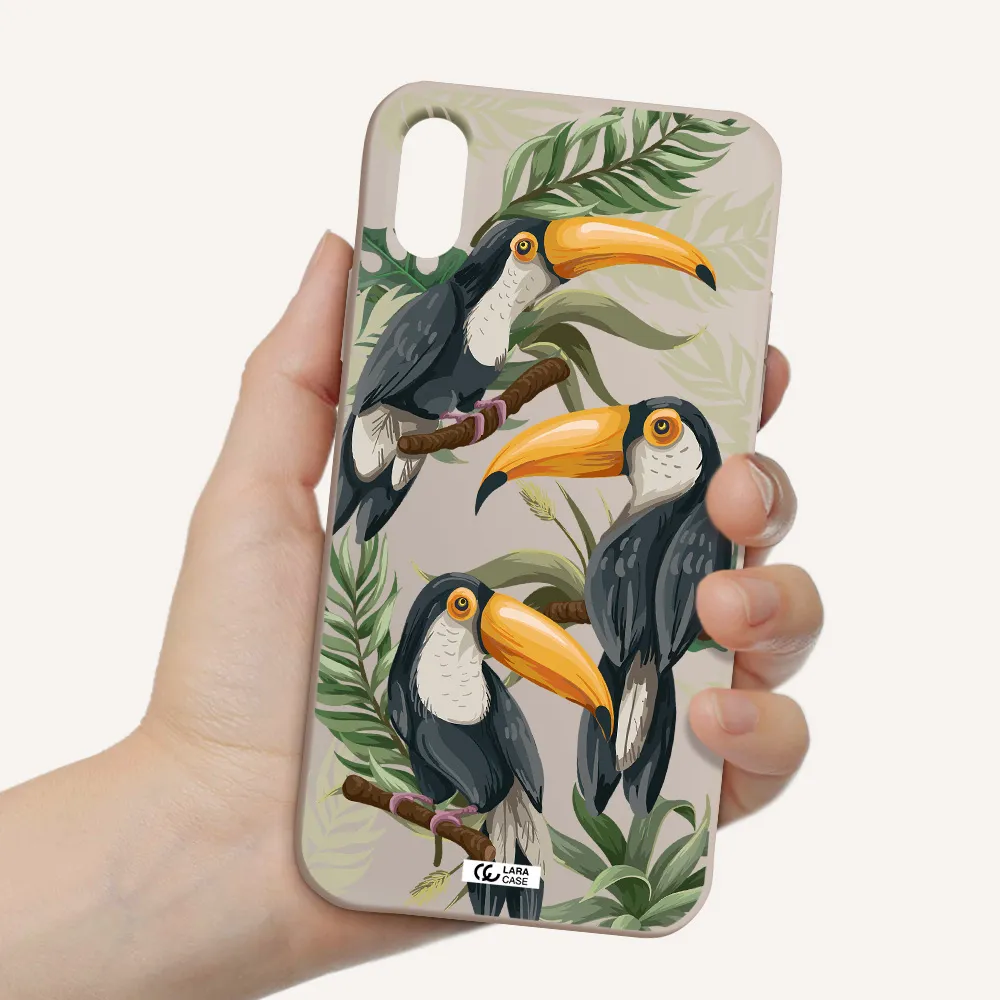 Tropical Bird Apple iPhone X Silicone Stone Case