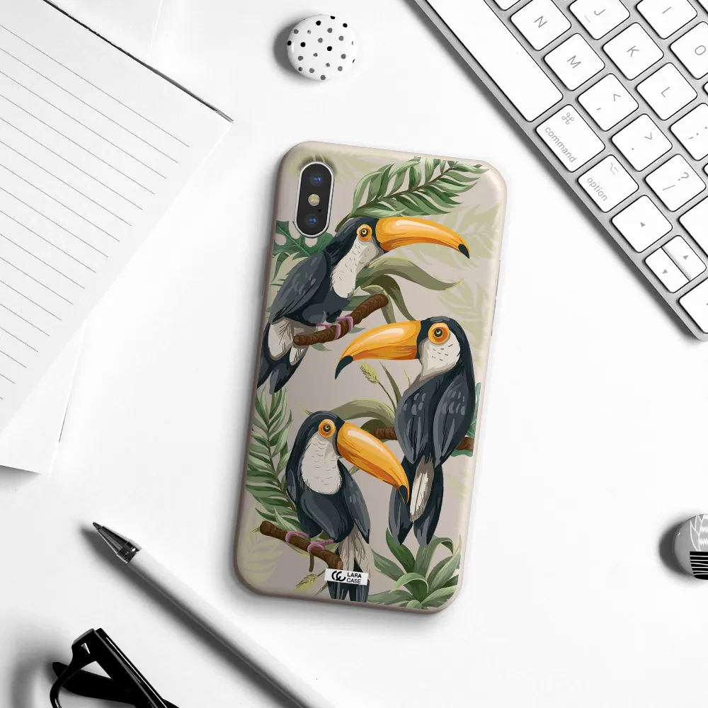 Tropical Bird Apple iPhone X Silicone Stone Case