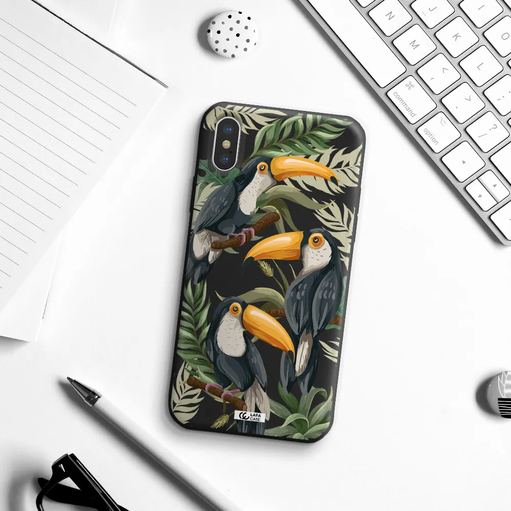 Tropical Bird Apple iPhone XS Silicone black Case