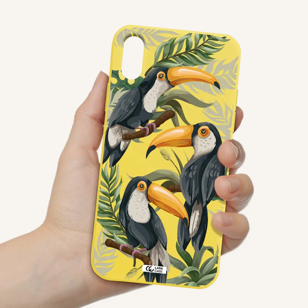 Tropical Bird Apple iPhone XS Silicone canary yellow Case